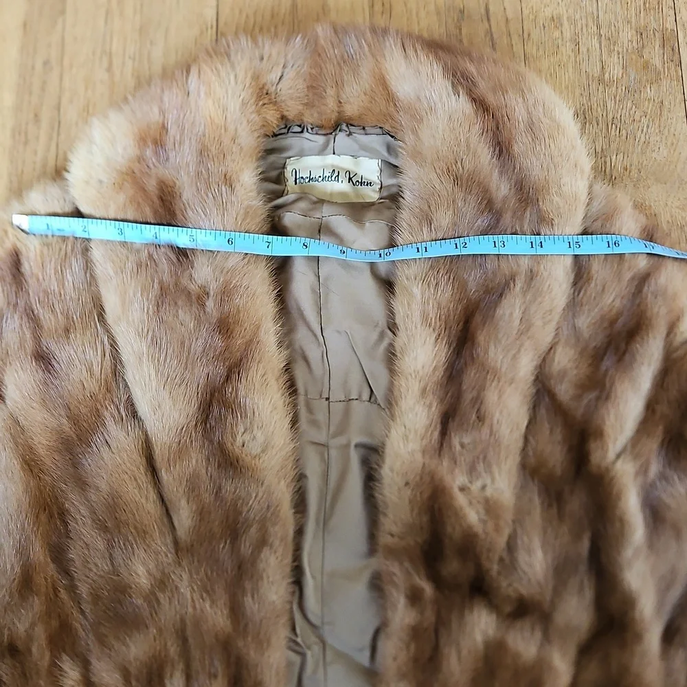 Vintage real mink shawl wrap with pockets S/M/L
